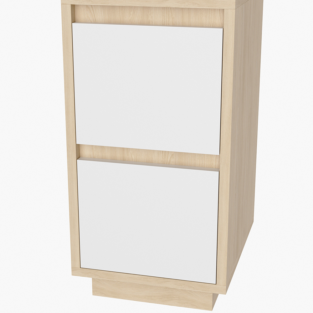 Living and Home 2 Drawer Light Wood and White Bedside Table Image 6