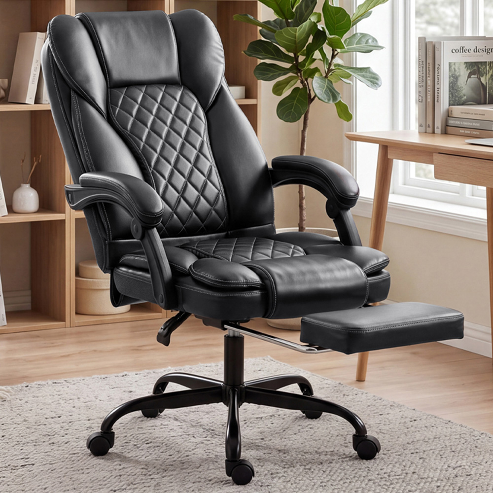HOMCOM Black High Back Home Office Reclining Chair Image 1