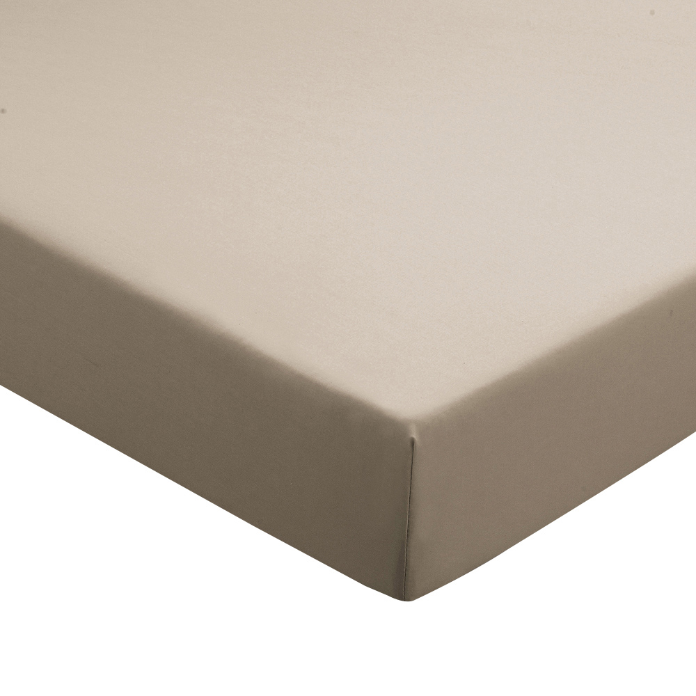Helena Springfield Super King Size Stone Plain Dye Deep Fitted Bed Sheet Image 1