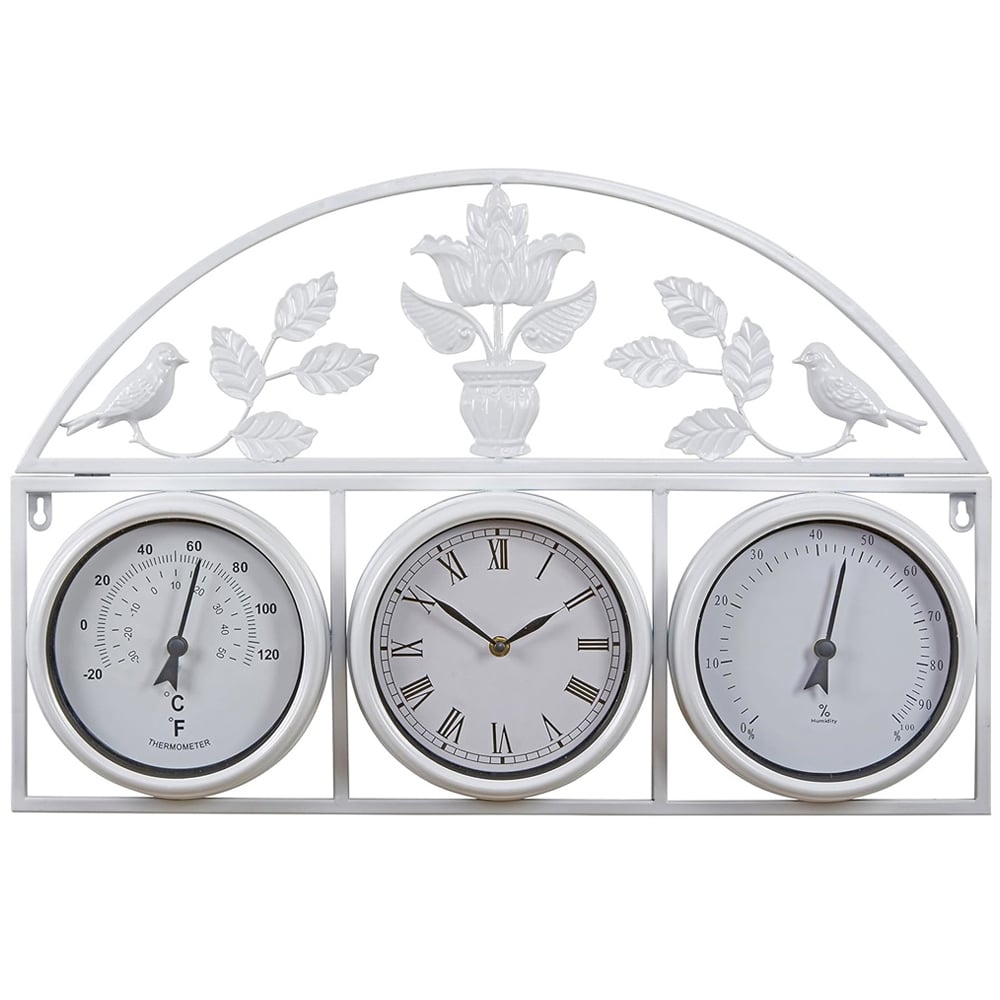 Garden Gear Cream Wall Clock and Weather Station Image 1