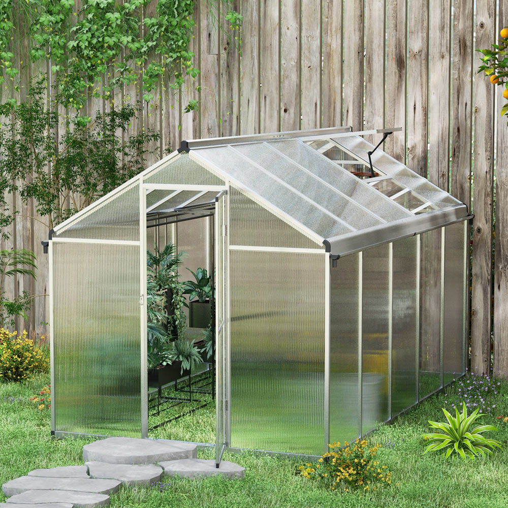 Outsunny Clear Polycarbonate 6 x 10ft Walk In Greenhouse Image 2