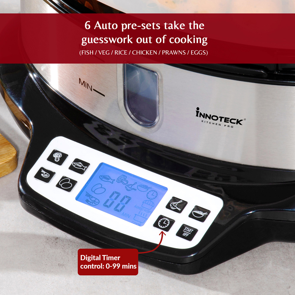 Innoteck Kitchen Pro 3 Tier 9 Litre Digital Food Steamer 800W Image 6