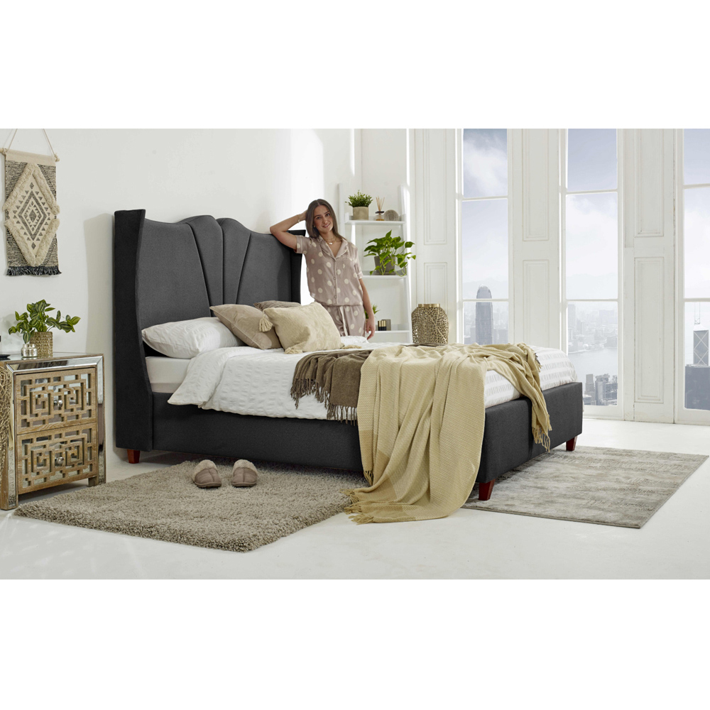 Eleganza Florentine Single Steel Arlington Fabric Bed Frame with Winged Headboard Image 4