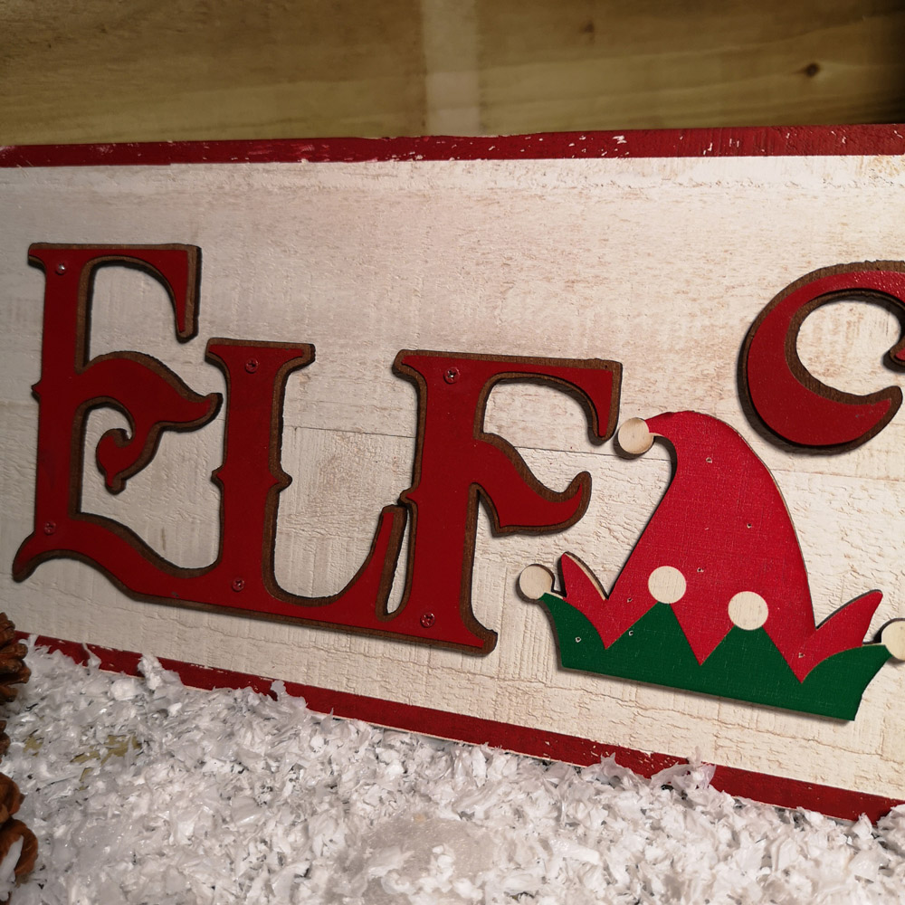 Samuel Alexander Red and White Washed Wooden Christmas Elf Workshop Sign Board 92cm Image 3