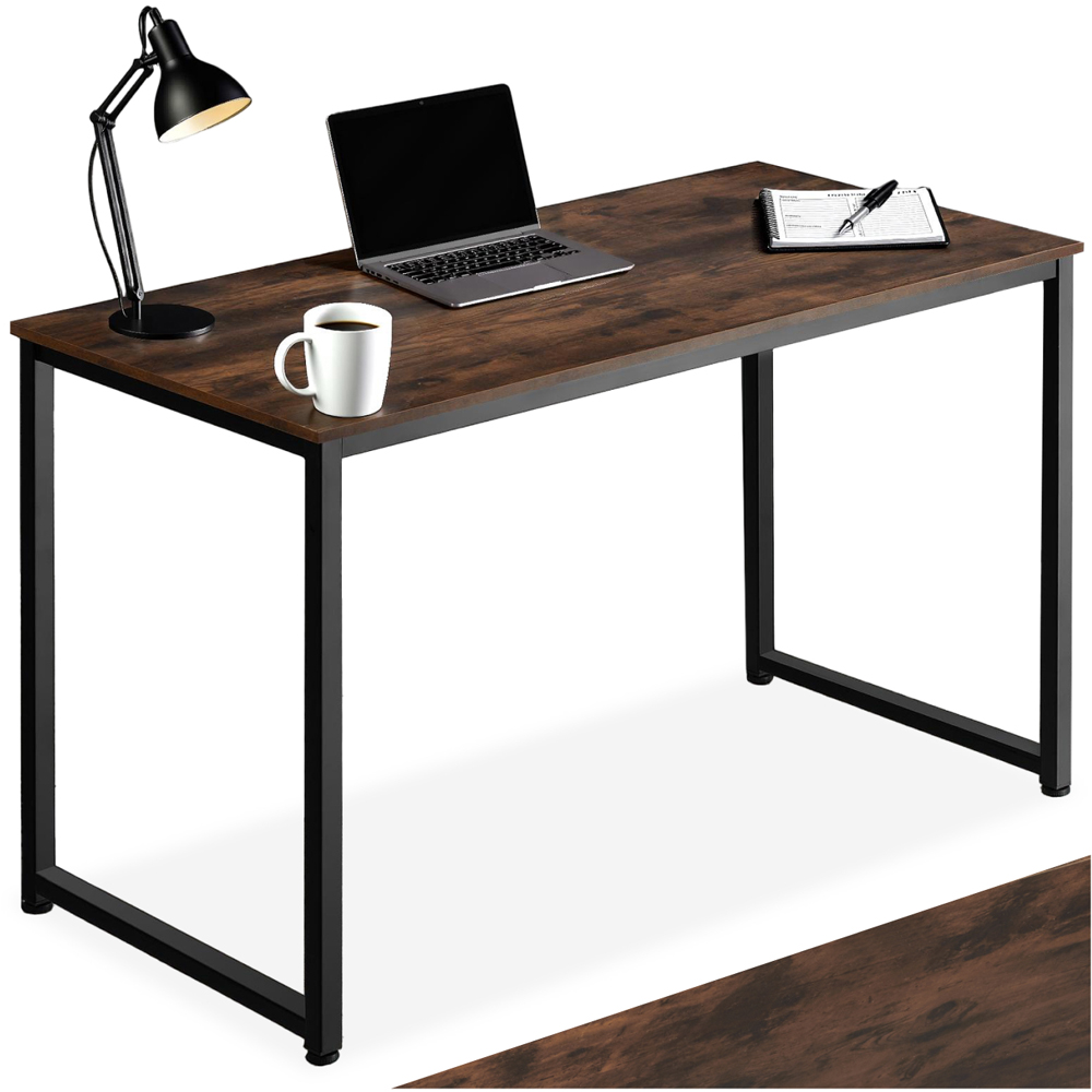tectake Flint Dark Wood Office Desk 140 x 59 x 76.5cm Image 2