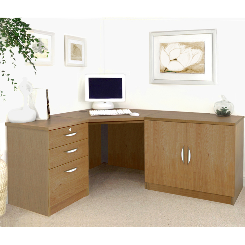 R White Cabinets 2 Door 3 Drawer Dark Brown Set-13 Corner Desk Image 4