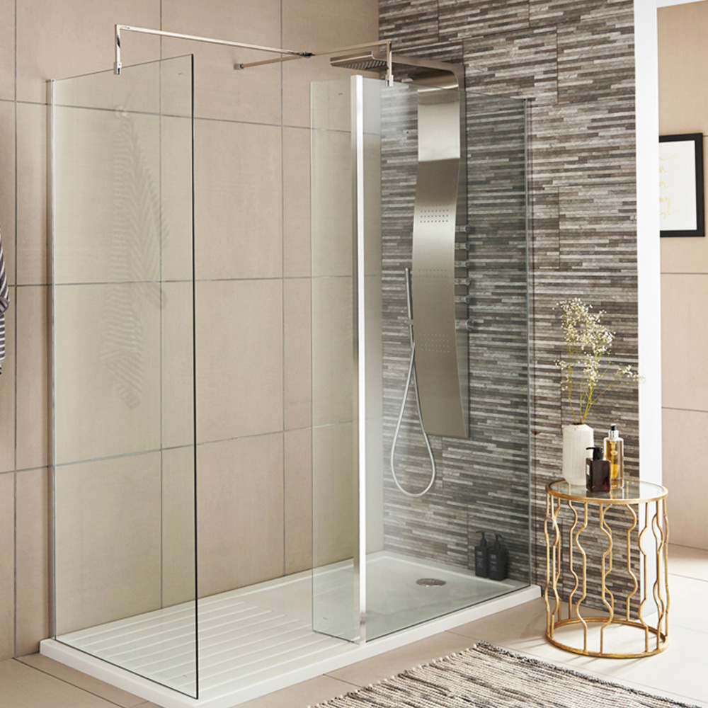 nuie Polished Chrome Wetroom Hinged Screen 1850mm Image 4