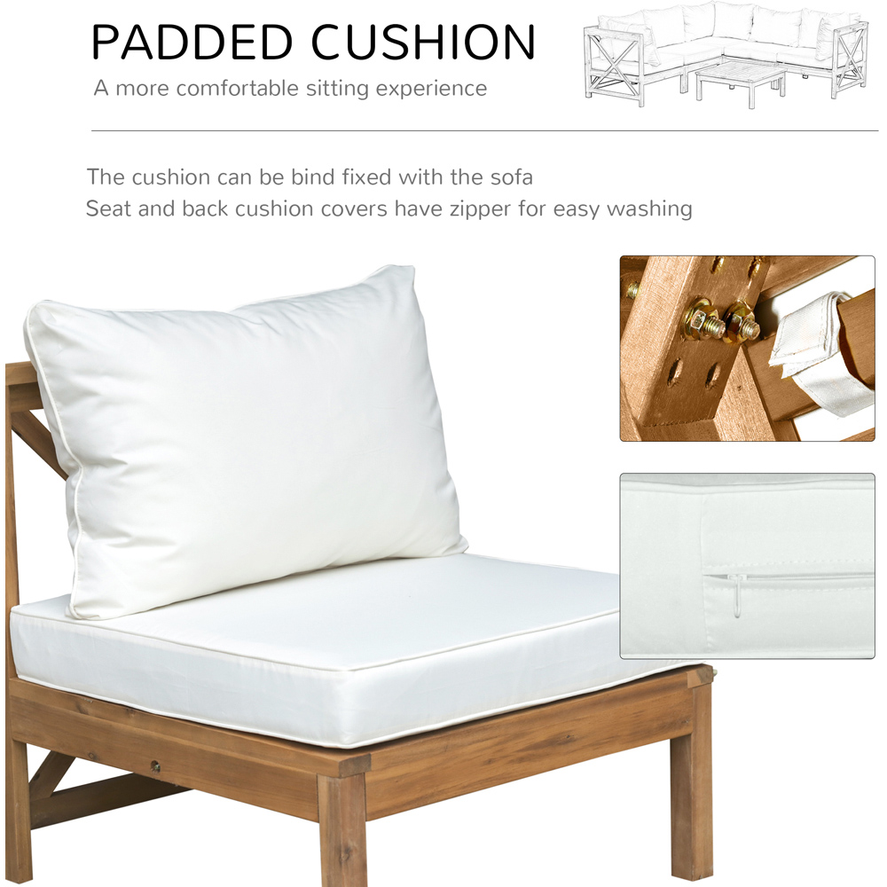 Outsunny 4 Seater Cream White Acacia Wood Garden Sofa Set Image 5