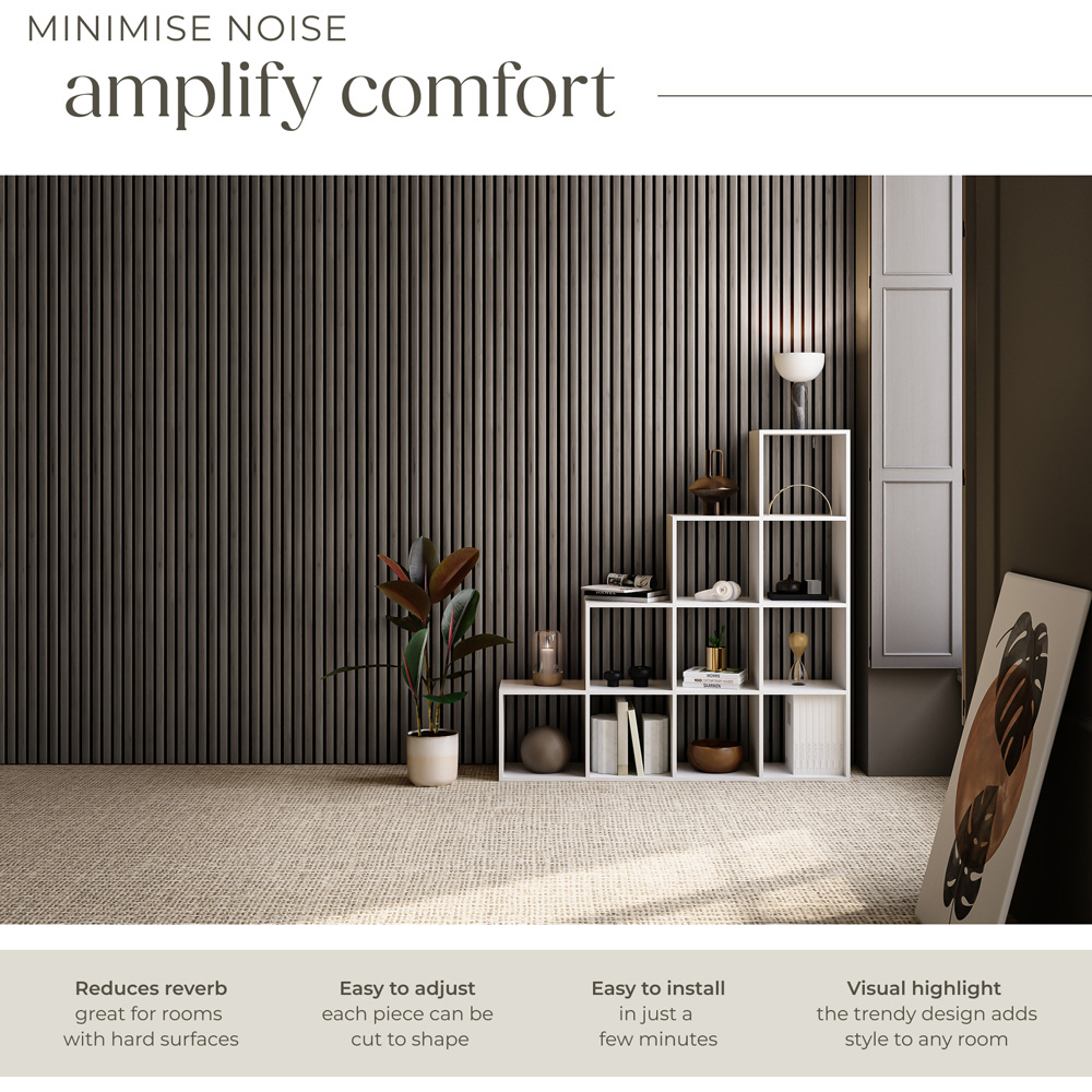 tectake Oak Grey Wood Effect Acoustic Wall Panel 4 Pack Image 6