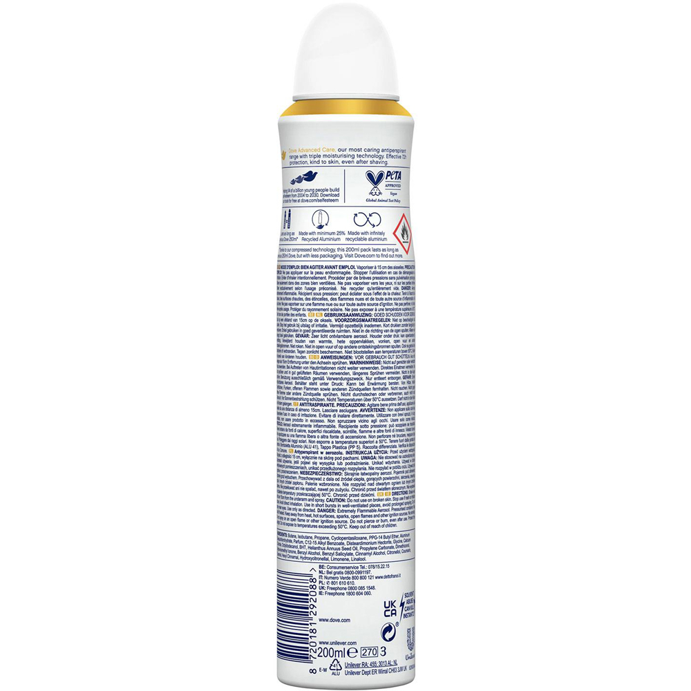 Dove Advanced Care Invisible Dry Anti-Perspirant Deodorant Spray 200ml 12 Pack Image 3
