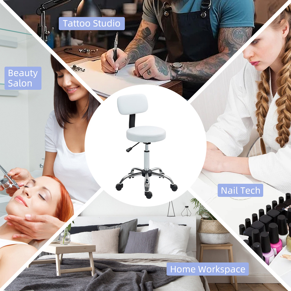 Portland White Faux Leather Swivel Salon Chair Image 8