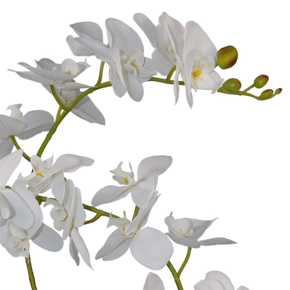 Leaf Soft White Orchid 3 Stems Artificial Plant Pot 65cm Image 3