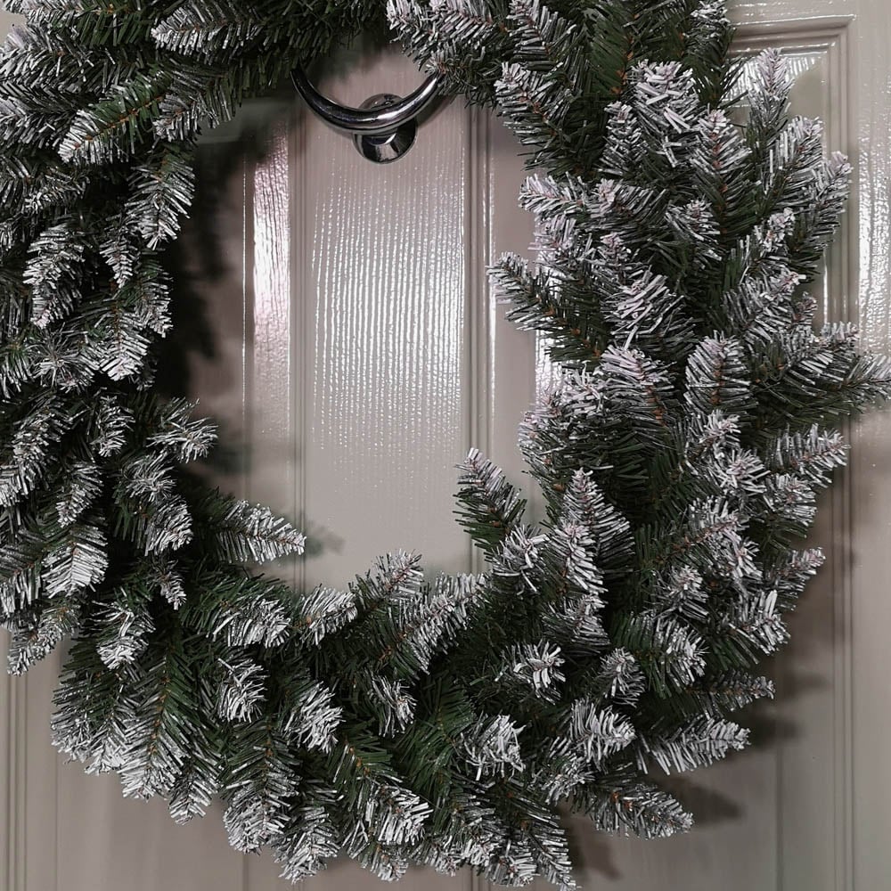 Samuel Alexander Snow Tipped Christmas Wreath Green 60cm Image 3