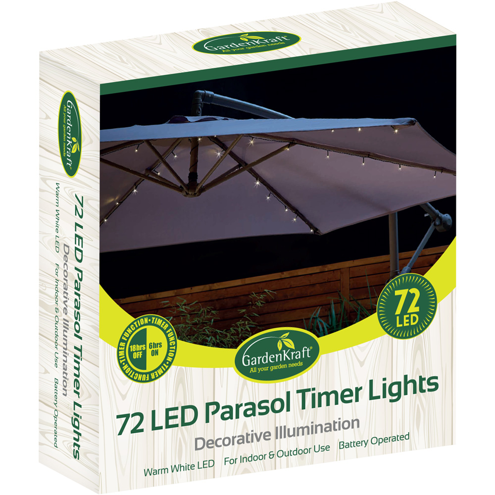 Gardenkraft Warm White 72 LED Parasol Timer Lights Image 2