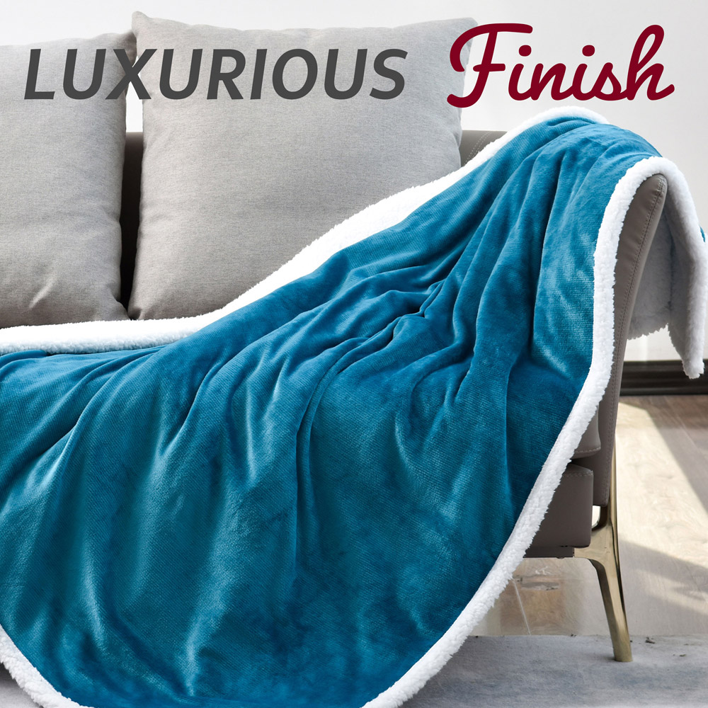 GlamHaus Light Blue Electric Throw 160 x 130cm Image 2