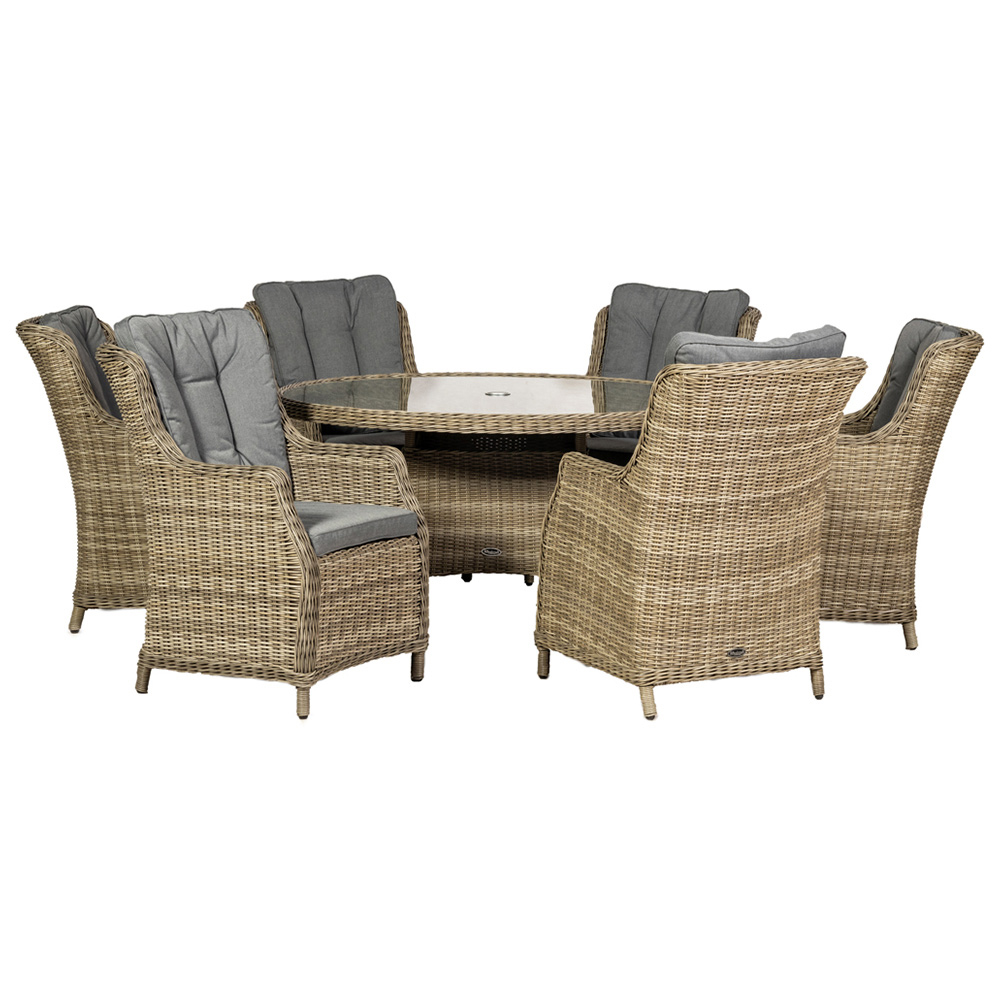 Royalcraft Wentworth Rattan 6 Seater Round Highback Comfort Dining Set Image 2