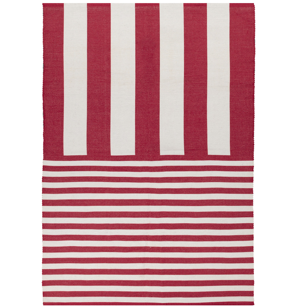 furn. Deck White Stripe Printed Indoor and Outdoor Rug 120 x 120cm Image 1