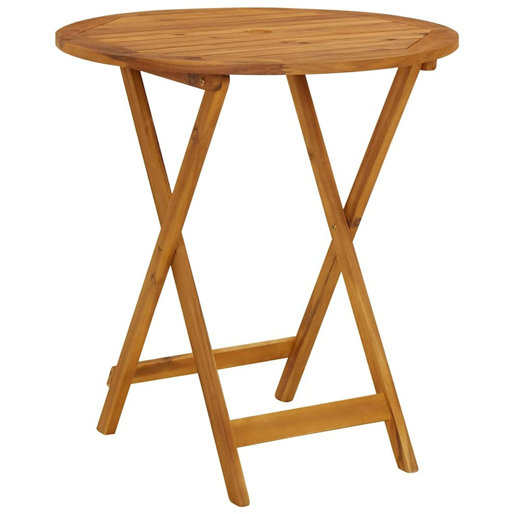 Walplus 2 Seater Natural Solid Acacia Wood Round Foldable Garden Table Image 2