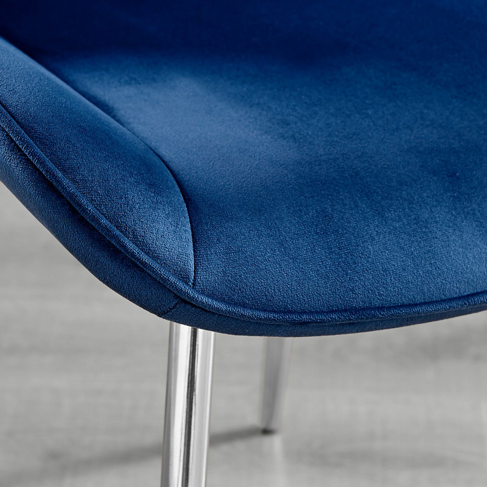 Furniturebox Arona Cesano Marble Effect 6 Seater Dining Set White Chrome and Navy Image 7