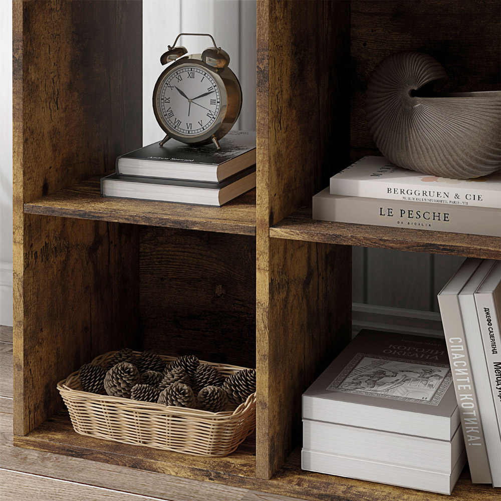 Portland 6 Shelf Rustic Brown Bookcase Image 3
