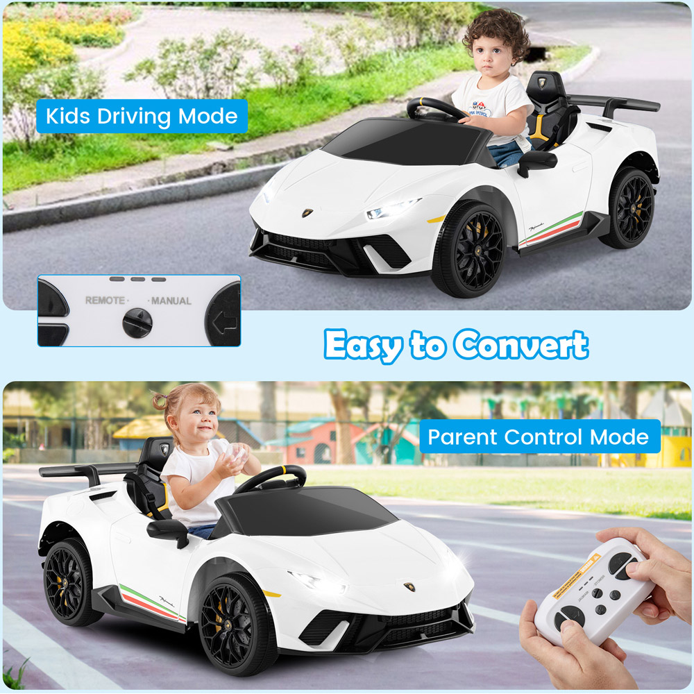 Costway White Kids Ride On Lamborghini Car with Remote Control Image 3