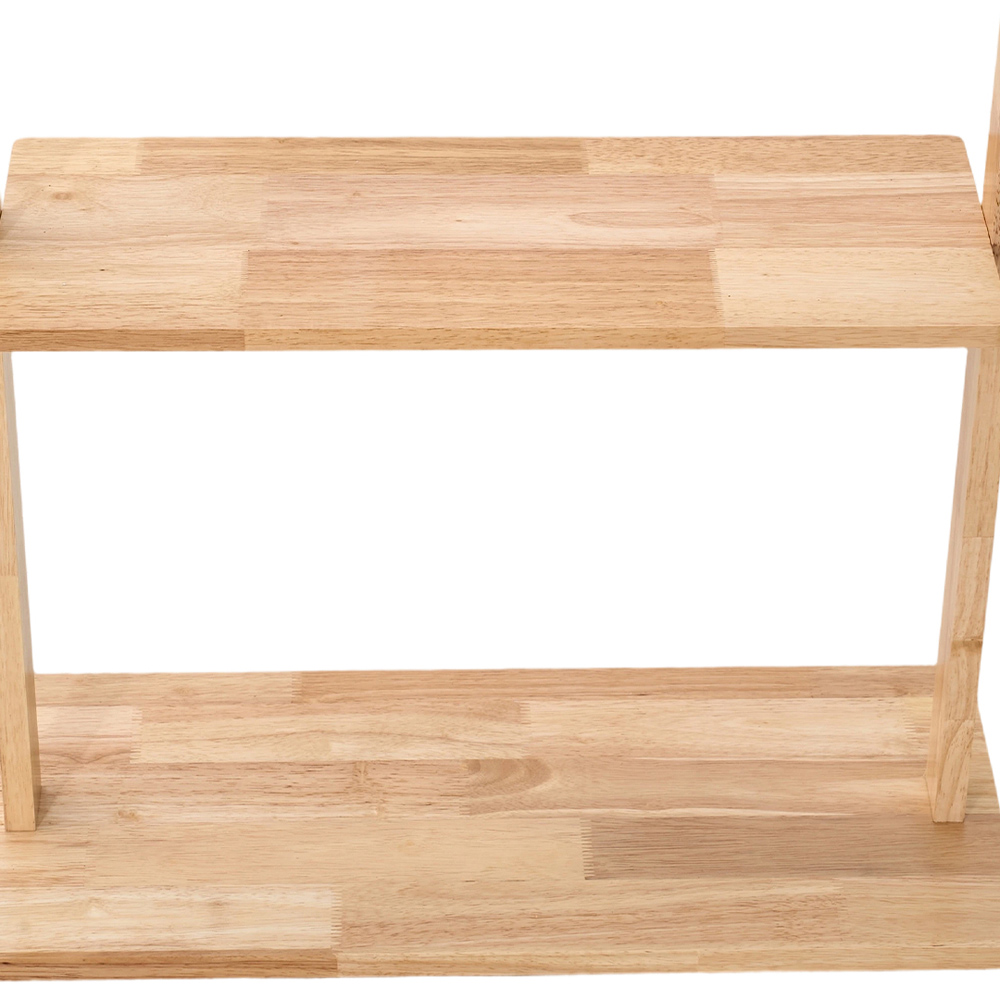 Living and Home Single Shelf Natural Freestanding Clothes Rack with 5 Hooks Image 4