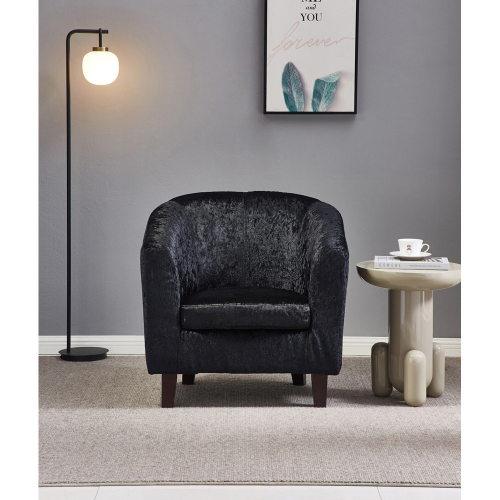 Brooklyn Black Crush Velvet Tub Chair Image 3