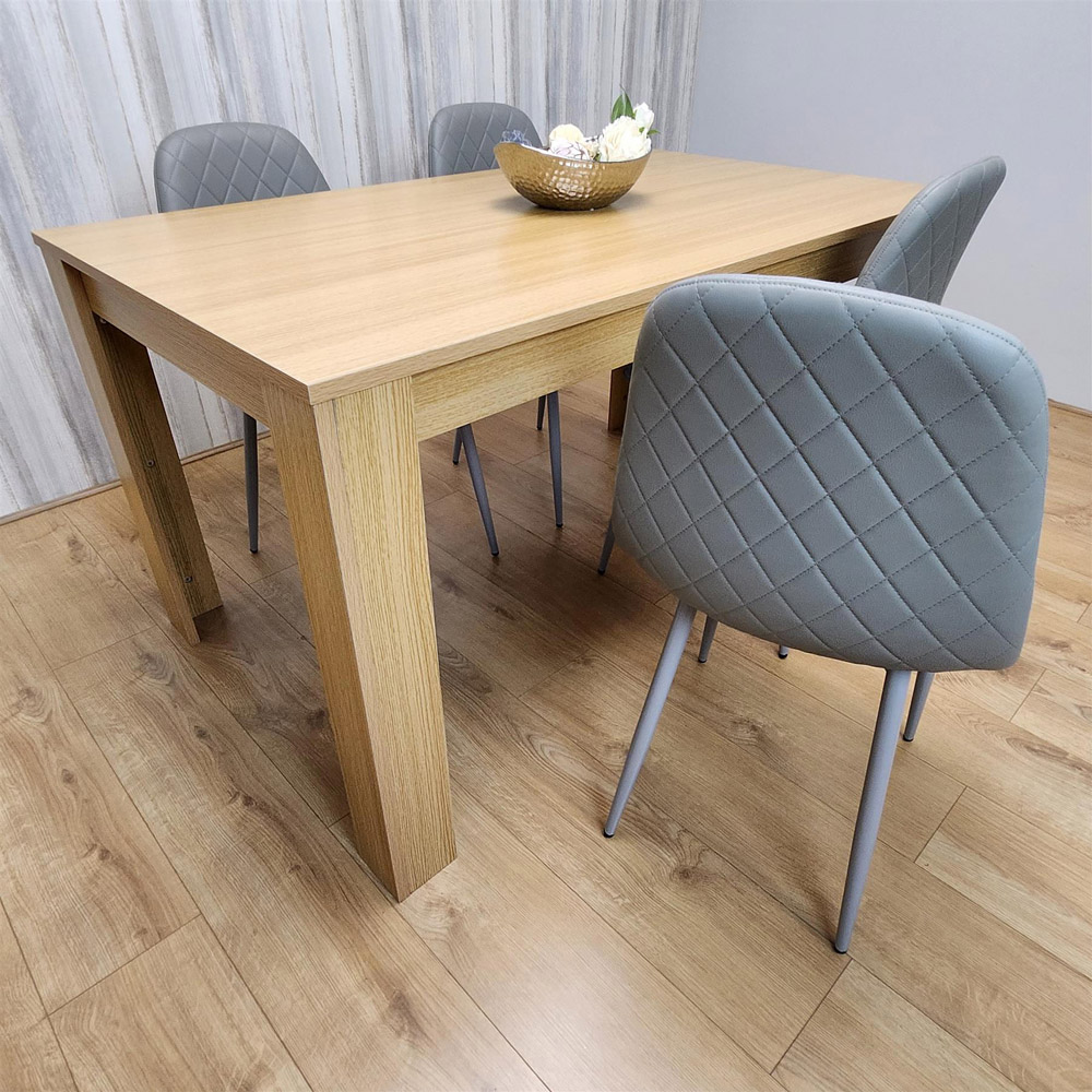 Portland 4 Seater Dining Set Oak Effect and Grey Image 4