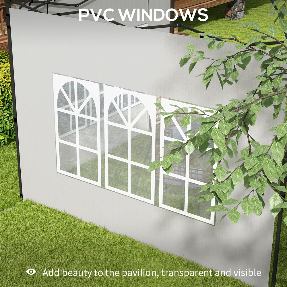 Outsunny 2 x 3m White Gazebo Replacement Side Panel with Window 2 Pack Image 6