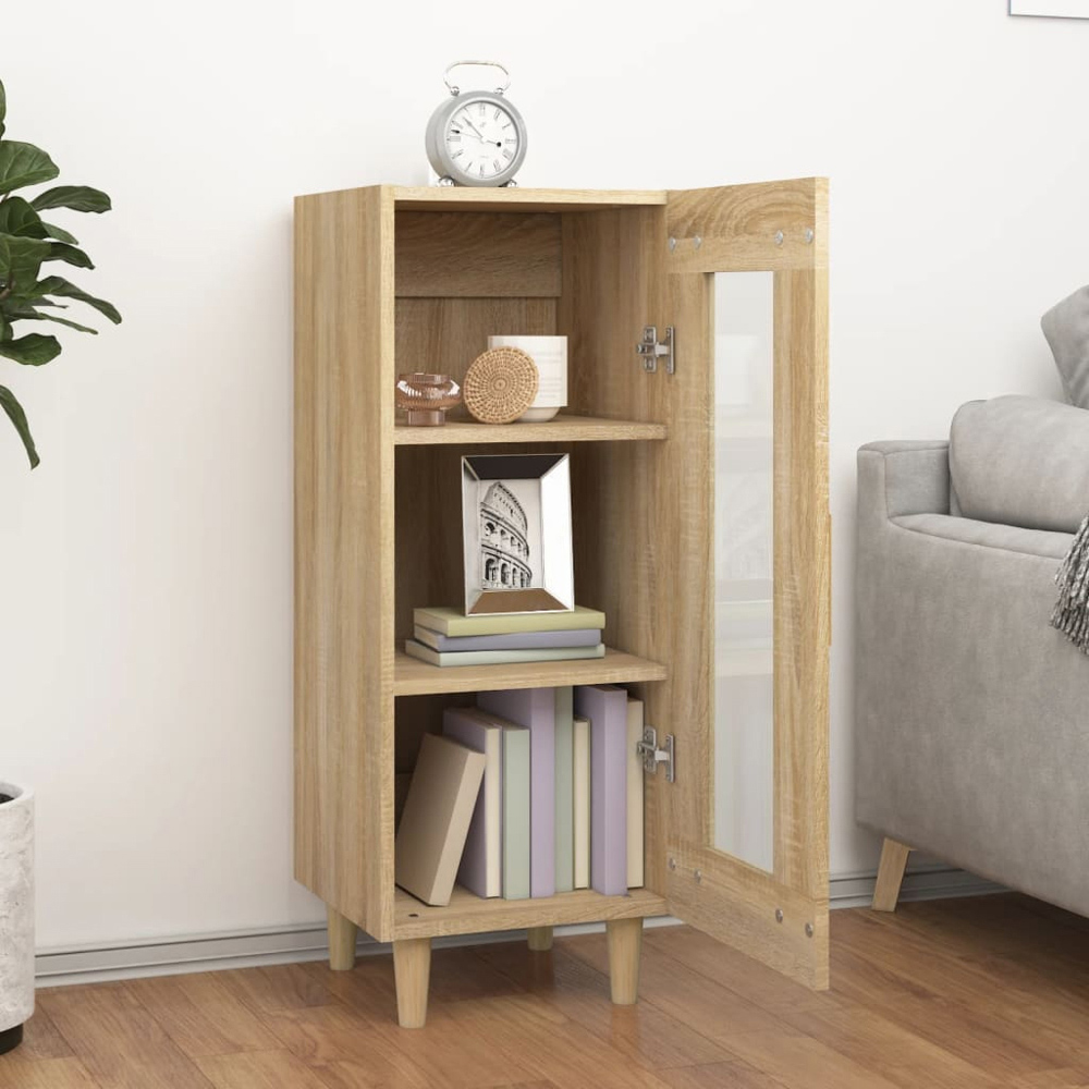 vidaXL Single Glass Door Sonoma Oak Sideboard Image 8