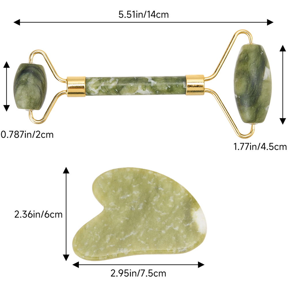 Living and Home Light Green Facial Massage Gua Sha and Jade Roller Set Image 5