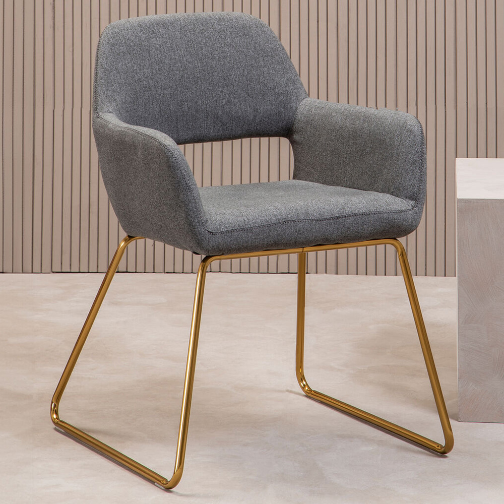 Premier Housewares Stockholm Grey and Gold Dining Chair Image 1