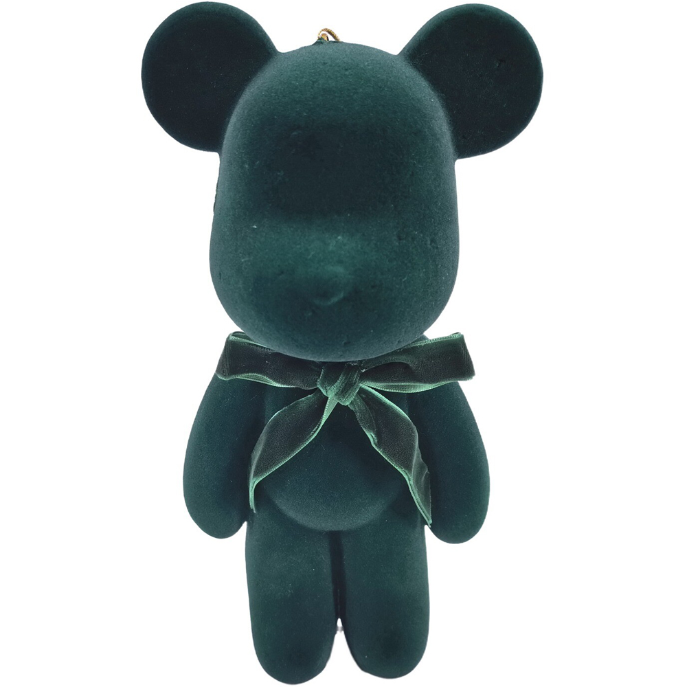 Flocked Bow Teddy Hanging Decoration Large Image 6