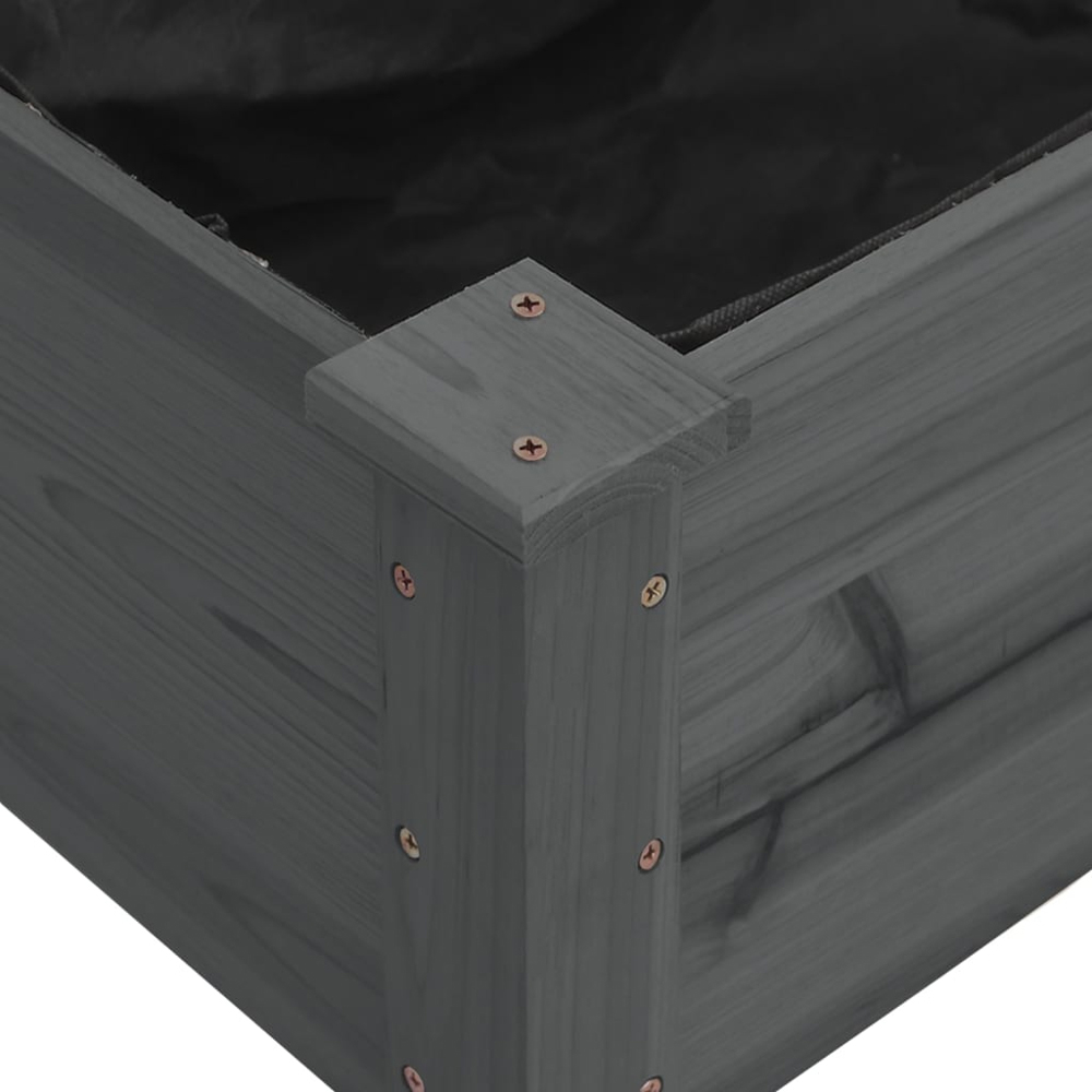 vidaXL Grey Fir Wood Raised Garden Bed with Liner 25 x 45 x 120cm Image 6
