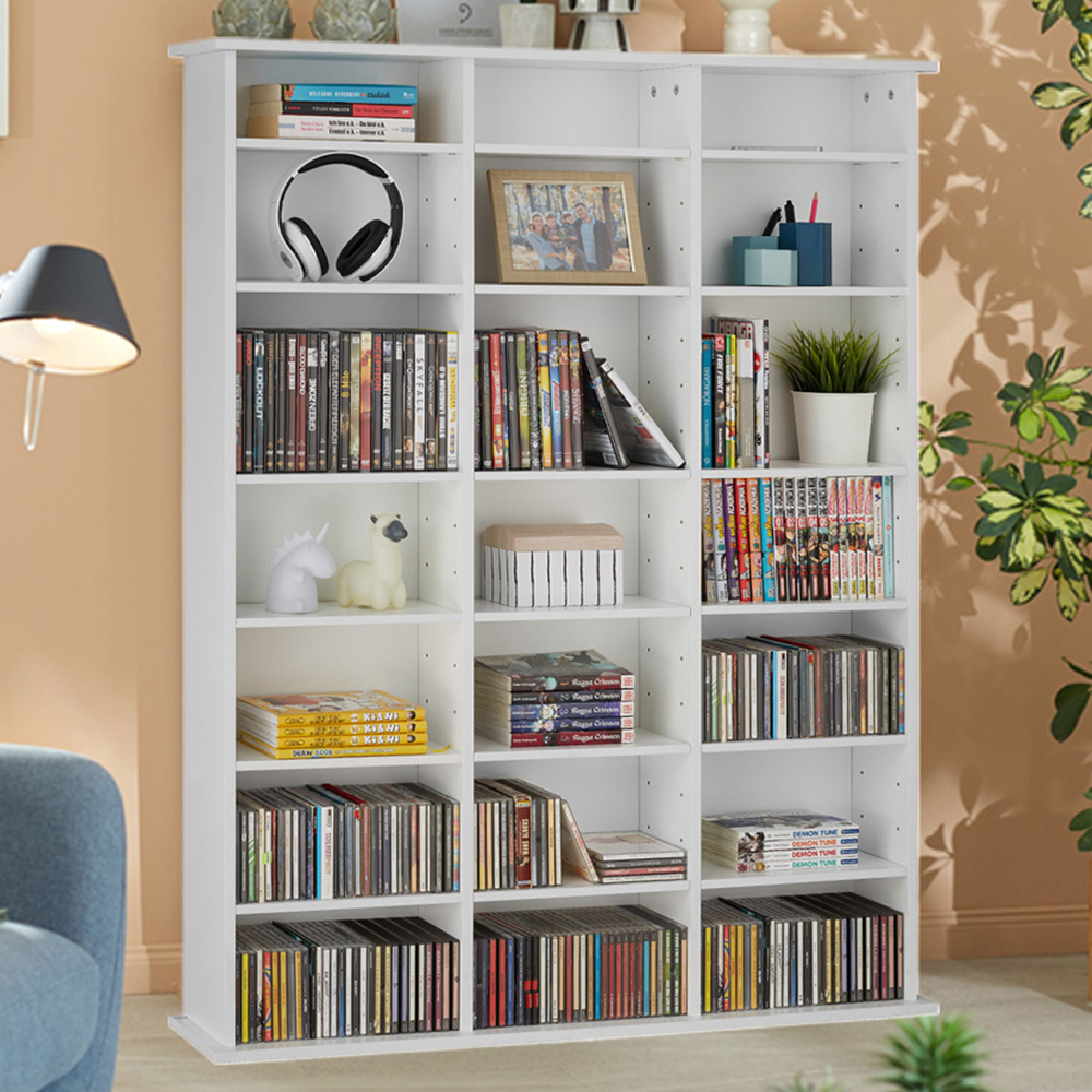 tectake Stevie 21 Compartment White Matt Storage Unit with Adjustable Shelves Image 1