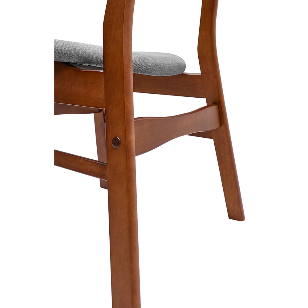 Living and Home Set of 2 Grey Linen Curved Backrest Dining Chair Image 3