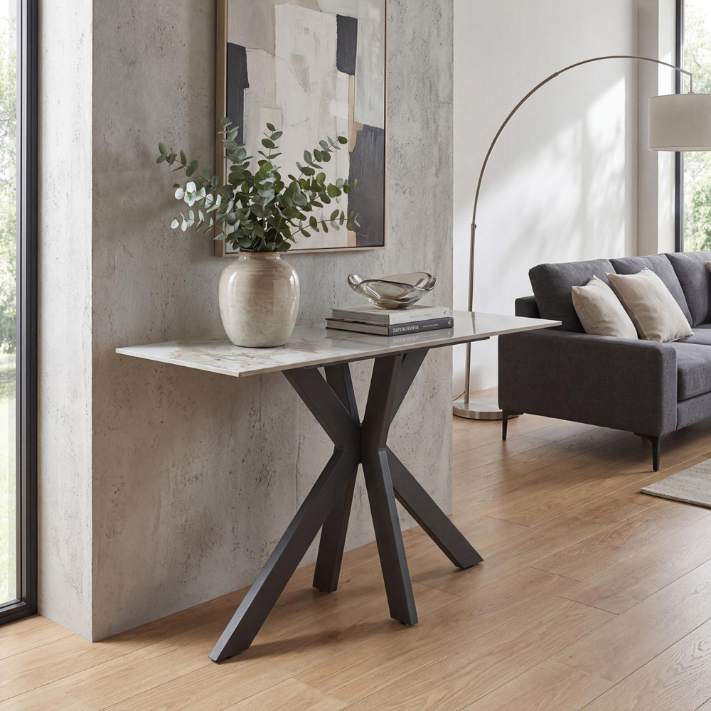 wilko Palermo White Marble Ceramic Console Table Image 7