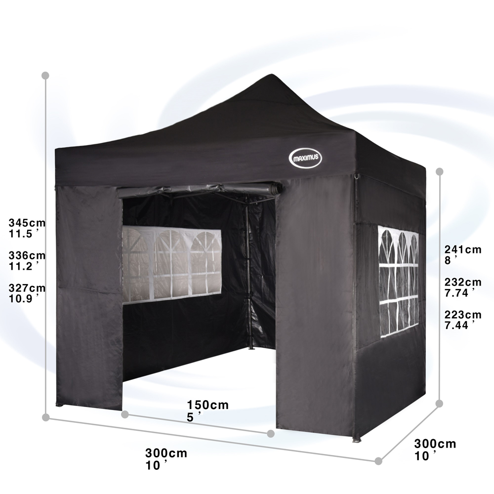 Maximus Black Pop Up Outdoor Gazebo with Removable Sides 3 x 3m Image 9