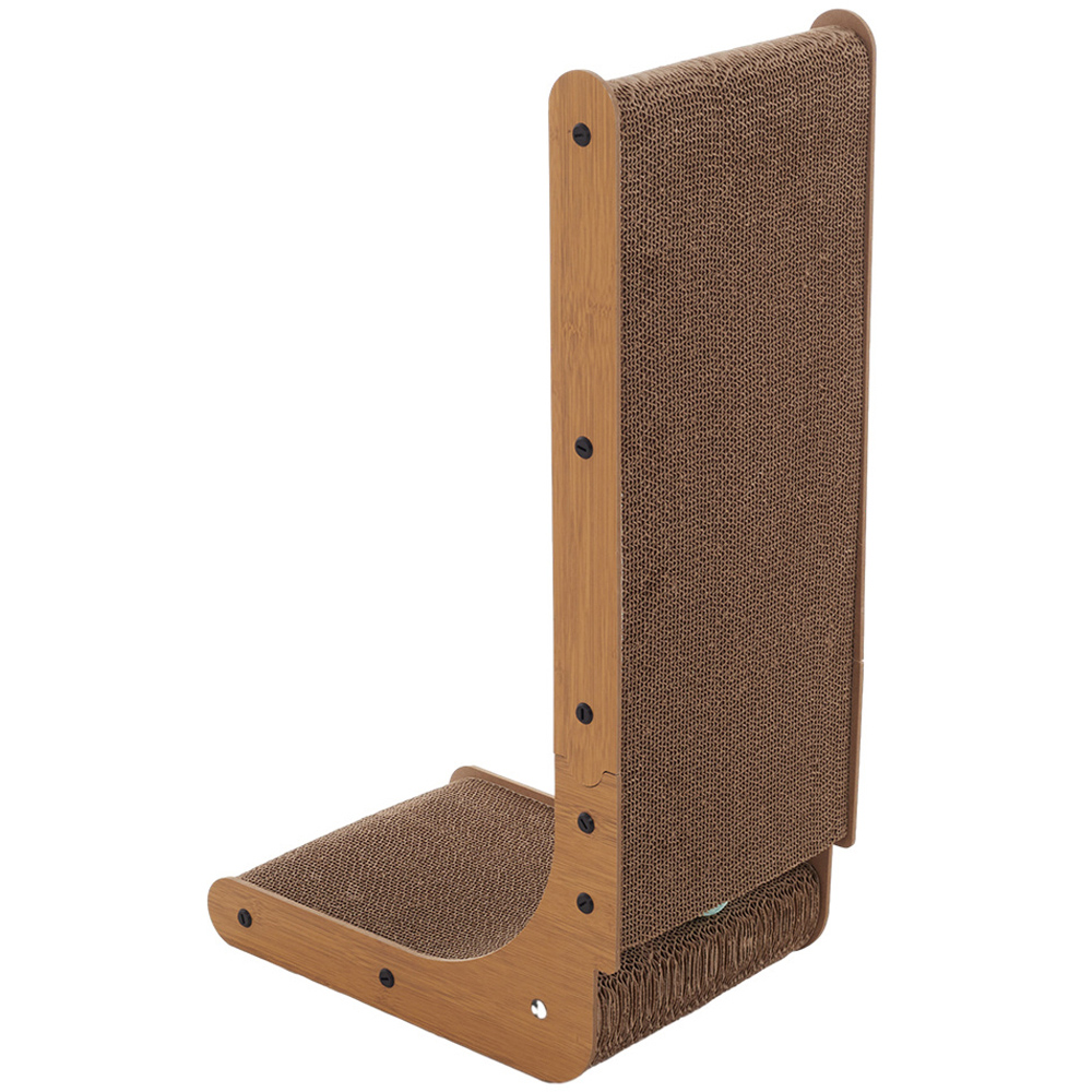 H&O Direct Corrugated L Shaped Cat Scratcher with Ball Toy Image 2