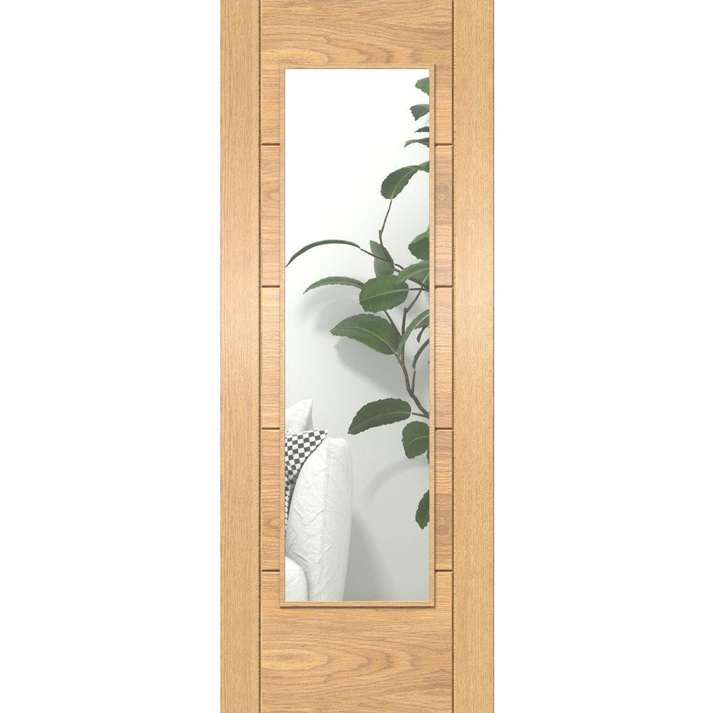 Green & Taylor Ladder Oak Single Lite Clear Glazed Prefinished Internal Door 1981 x 762mm Image