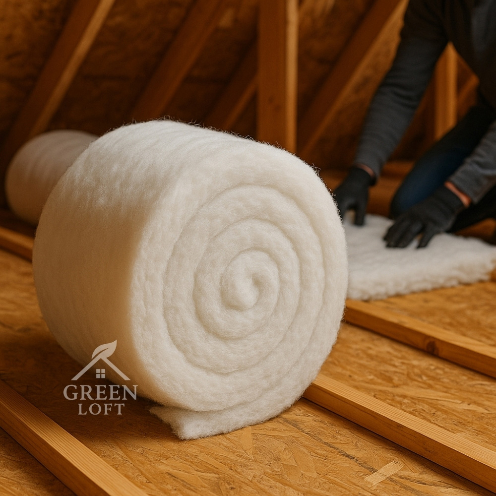 Green Loft Thermal Polyester Insulation Roll 4m x 570mm x 110mm Image 2