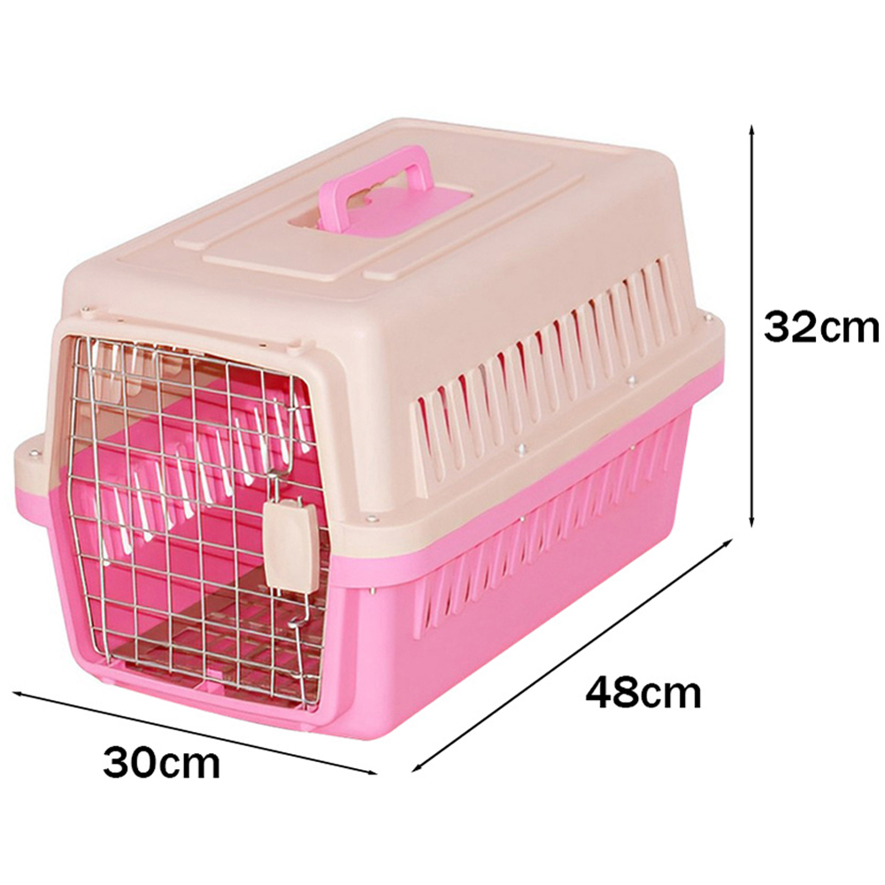 H&O Direct Pink Portable Pet Carrier with Wire Door Image 5