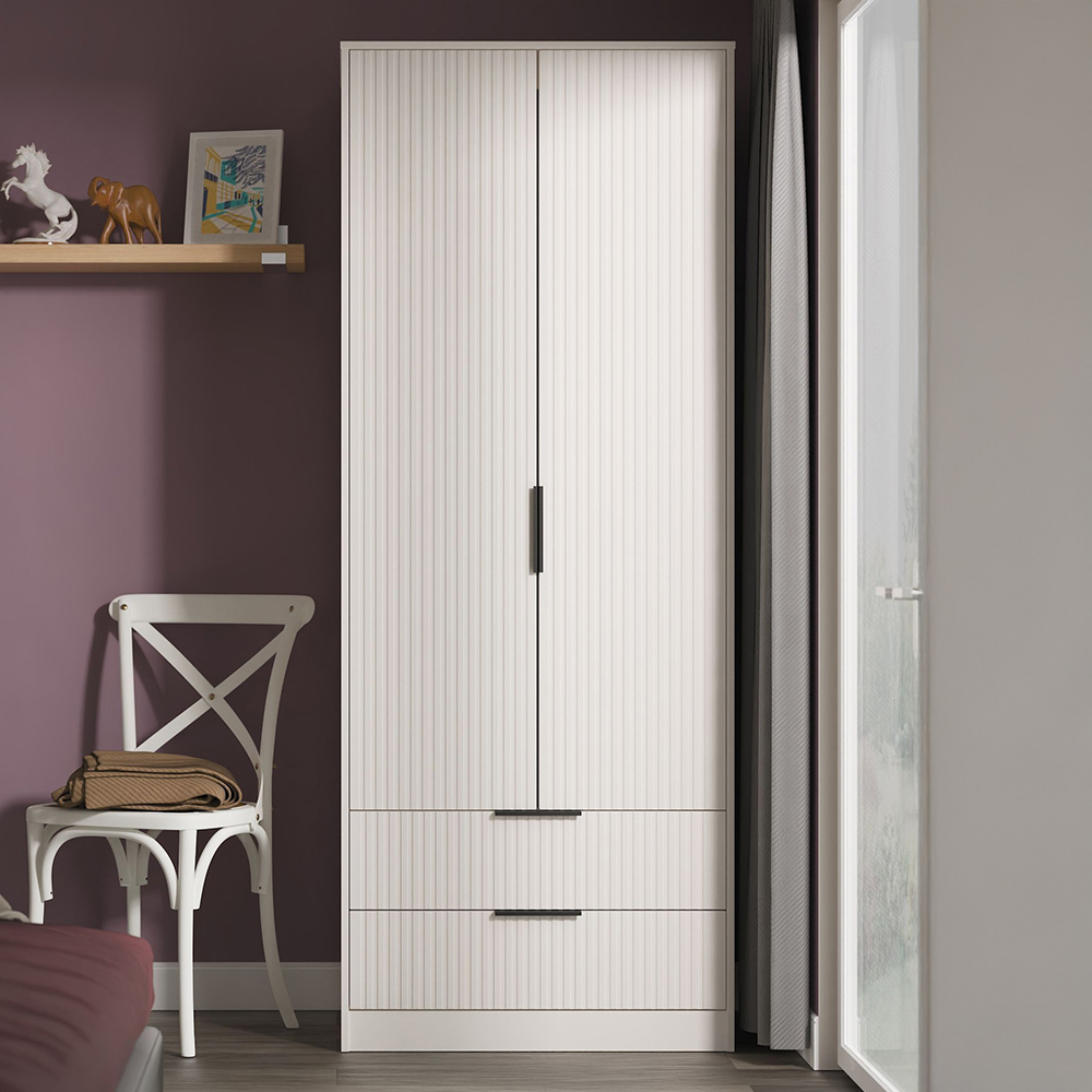 Crowndale Fluted 2 Door 2 Drawer Kashmir Matt Tall Wardrobe Ready Assembled Image 1