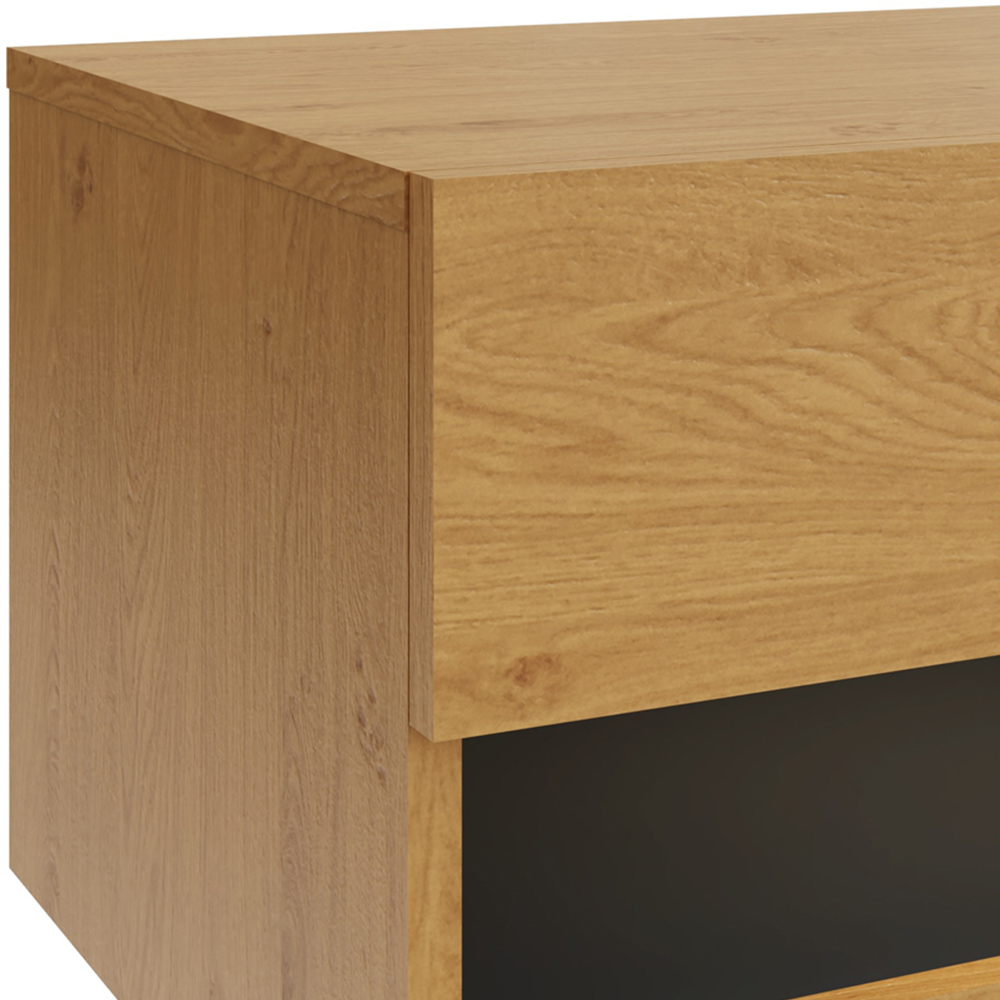 GFW Leon 2 Shelf Oak and Anthracite Wall TV Unit with LED Image 5