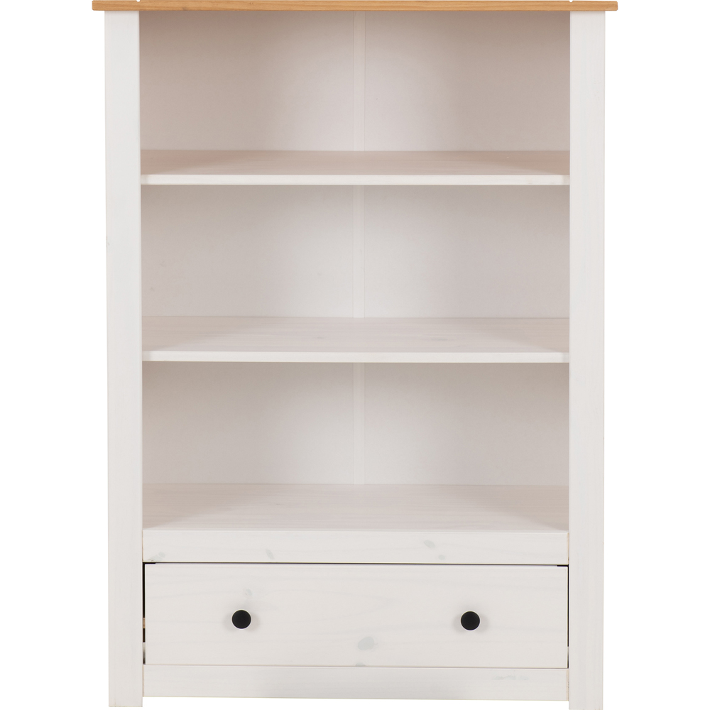 Seconique Panama Single Drawer 3 Shelf White and Natural Wax Bookcase Image 3