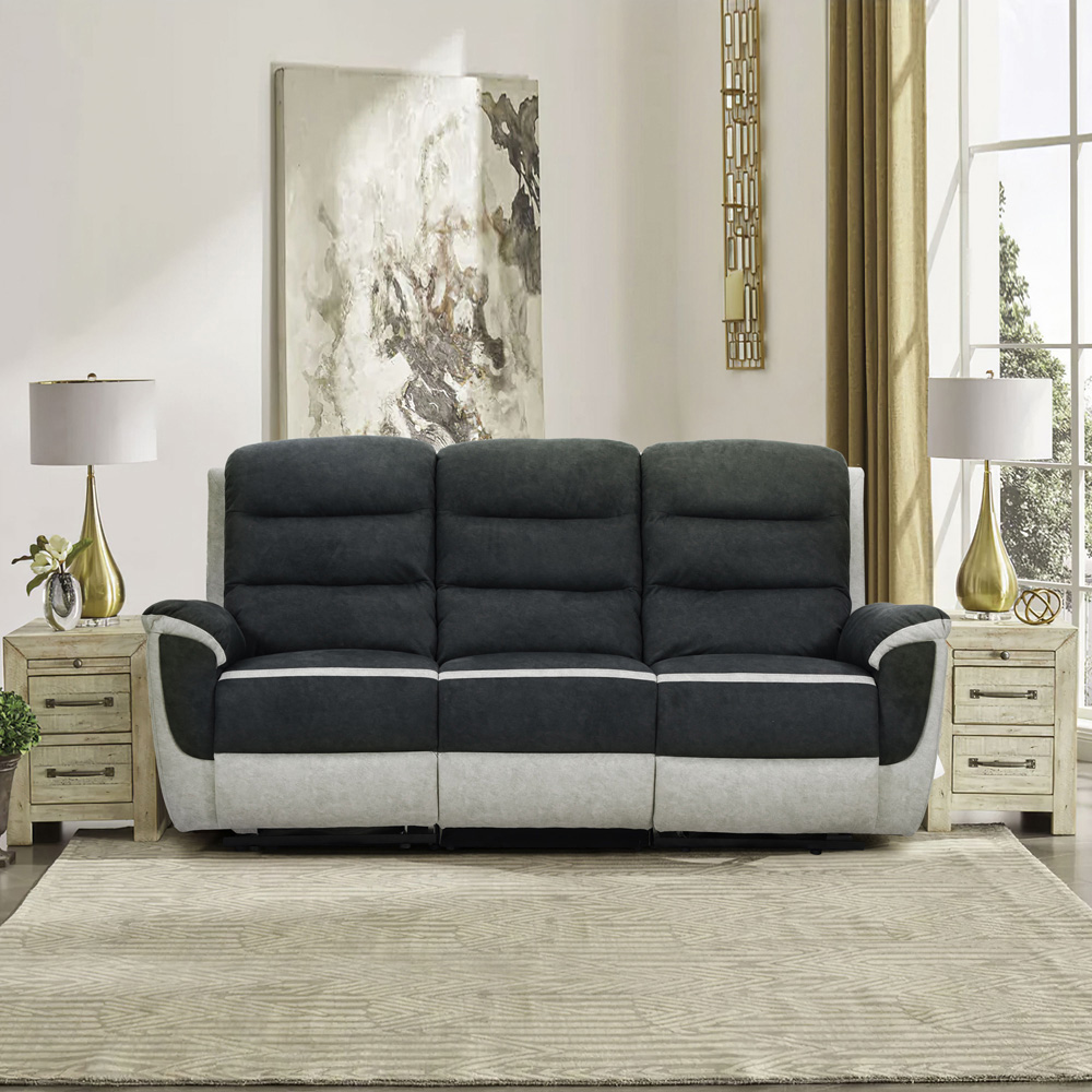 Comfy Living 5 Seater Two Tone Contrast Fabric Recliner Sofa Set Image 7