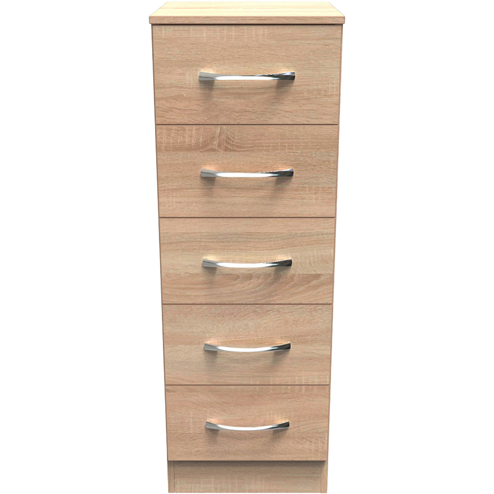 Crowndale Avin 5 Drawer Bardolino Oak Bedside Cabinet Image 3