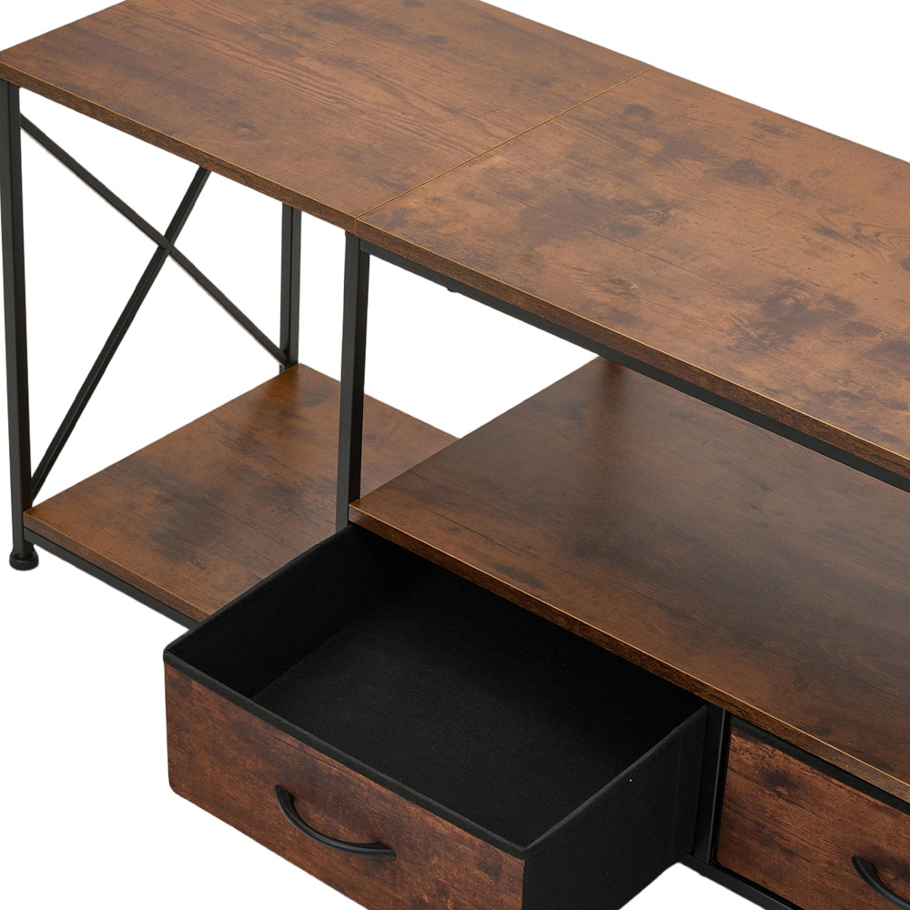 Living and Home 2 Fabric Drawer 3 Shelf Brown Industrial TV Stand Image 4