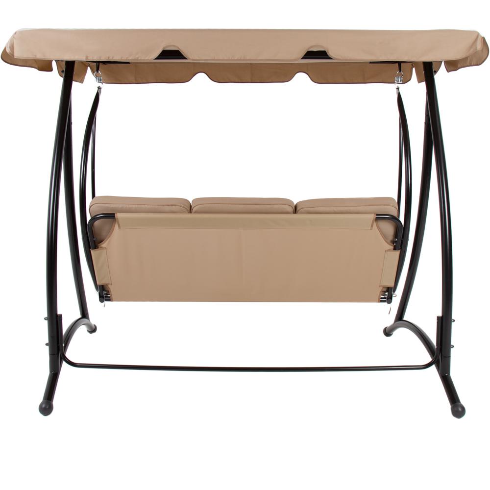 Charles Bentley 3 Seater Cream Garden Swing Seat with Canopy Image 4