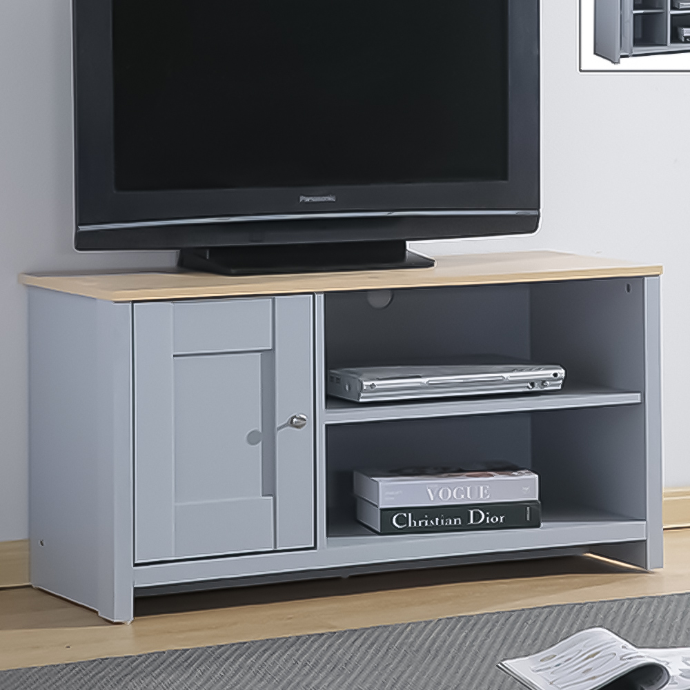 Brooklyn Single Door Grey and Oak TV Unit Image